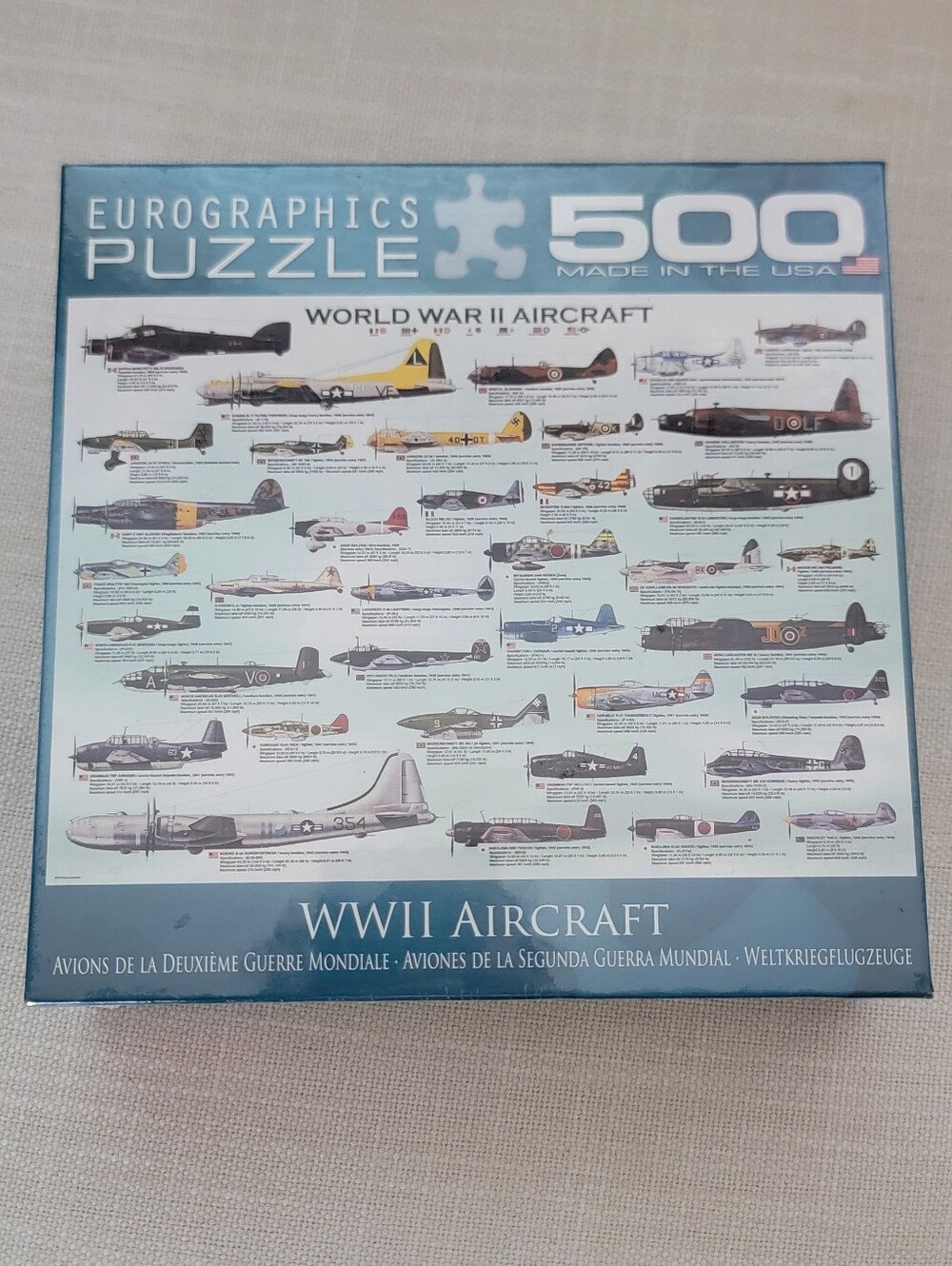 Eurographics 500-Piece WWII Aircraft Puzzle - New Sealed